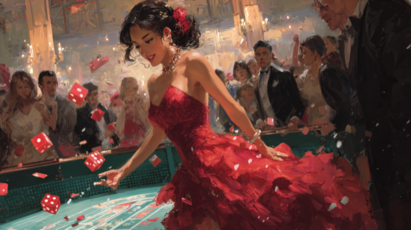 Jogadora de cassino com dados na Pagbet